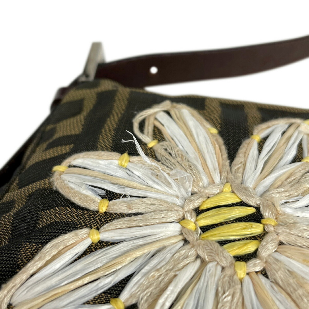 Fendi Zucca Mamma Bucket Floral Flower embroidered flower shoulder bag brown - Picture 4 of 7